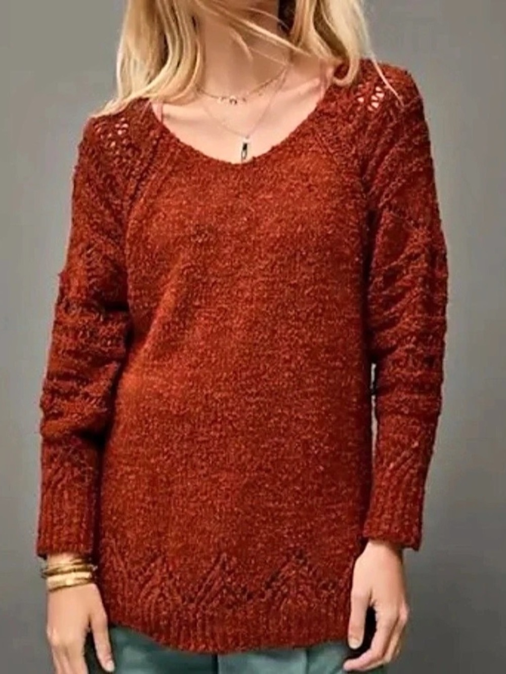 Anthropologie Pilcro Brown Knit Sweater Size Medium
